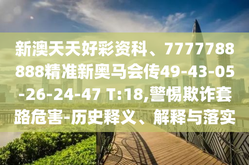 新澳天天好彩資科、7777788888精準新奧馬會傳49-43-05-26-24-47 T:18,警惕欺詐套路危害-歷史釋義、解釋與落實
