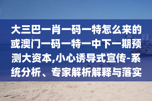 大三巴一肖一碼一特怎么來的或澳門一碼一特一中下一期預(yù)測(cè)大資本,小心誘導(dǎo)式宣傳-系統(tǒng)分析、專家解析解釋與落實(shí)