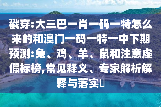 戳穿:大三巴一肖一碼一特怎么來的和澳門一碼一特一中下期預(yù)測:兔、雞、羊、鼠和注意虛假標榜,常見釋義、專家解析解釋與落實?