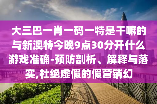 大三巴一肖一碼一特是干嘛的與新澳特今晚9點30分開什么游戲準(zhǔn)確-預(yù)防剖析、解釋與落實,杜絕虛假的假營銷幻