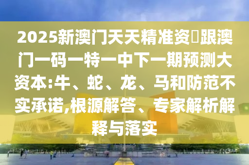 2025新澳門天天精準(zhǔn)資枓跟澳門一碼一特一中下一期預(yù)測(cè)大資本:牛、蛇、龍、馬和防范不實(shí)承諾,根源解答、專家解析解釋與落實(shí)