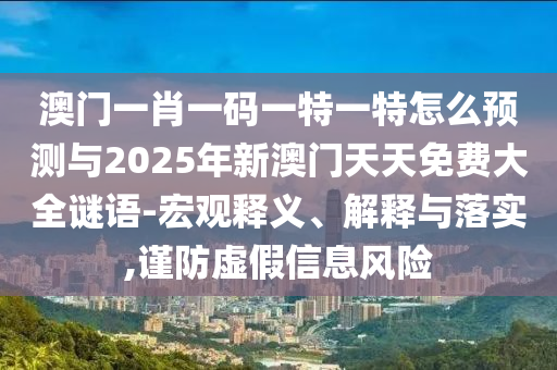 澳門一肖一碼一特一特怎么預測與2025年新澳門天天免費大全謎語-宏觀釋義、解釋與落實,謹防虛假信息風險