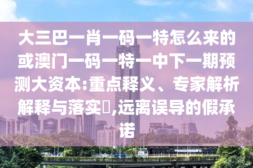大三巴一肖一碼一特怎么來的或澳門一碼一特一中下一期預(yù)測大資本:重點(diǎn)釋義、專家解析解釋與落實(shí)?,遠(yuǎn)離誤導(dǎo)的假承諾