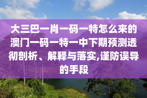 大三巴一肖一碼一特怎么來的澳門一碼一特一中下期預(yù)測